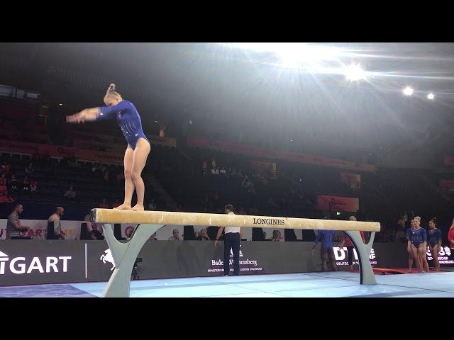 Jade Carey USA BB podium training   2019 World Championships in Stuttgart