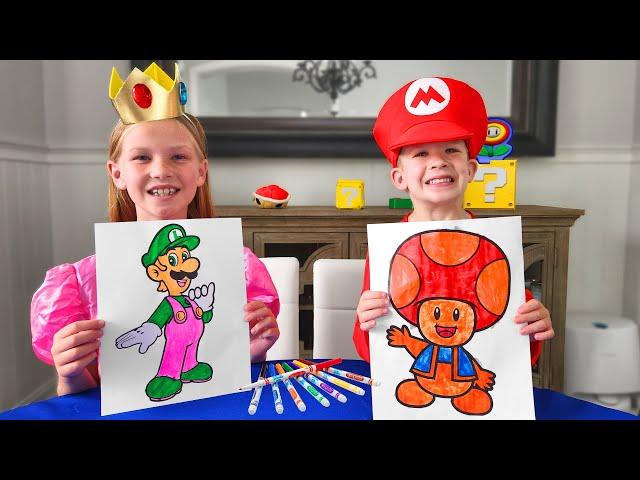 Super Mario 3 Marker Challenge With Princess Peach and Mario!!