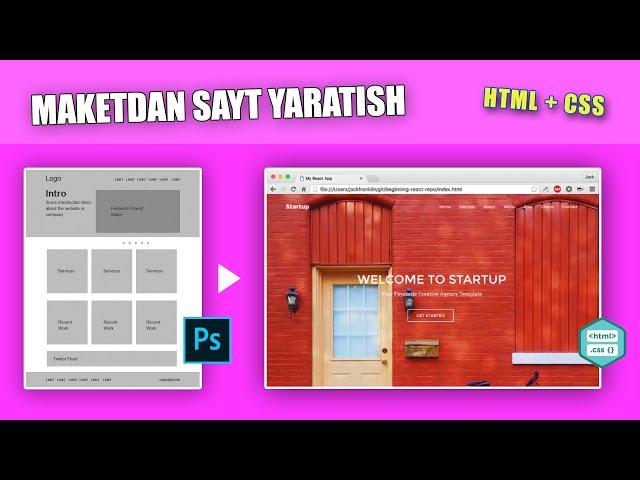 Sayt yaratish | Photoshop maketdan sayt | 1-qism | HTML CSS