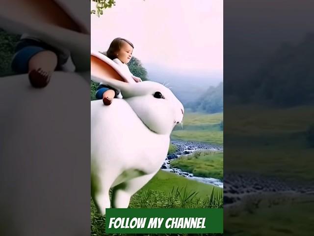 the giant white flying rabbit and the little girl  #shorts #viralvideo #viralshorts