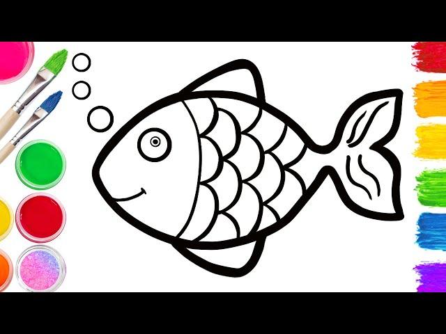 Drawing and Coloring a Fish | Step By Step