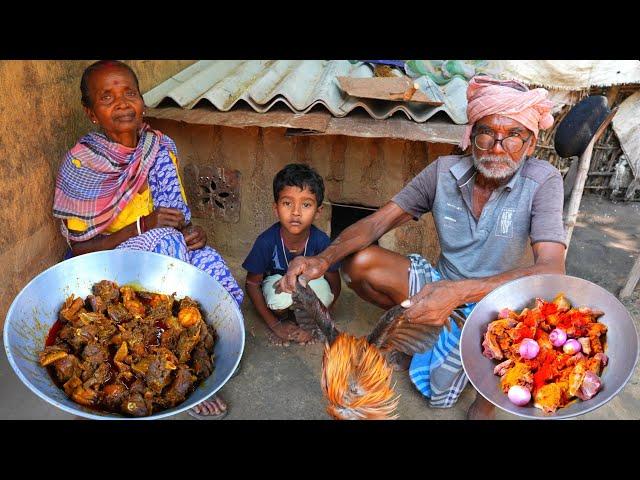 Village Famous RED COUNTRY Chicken Curry Eating with Rice | house pet desi chicken curry |