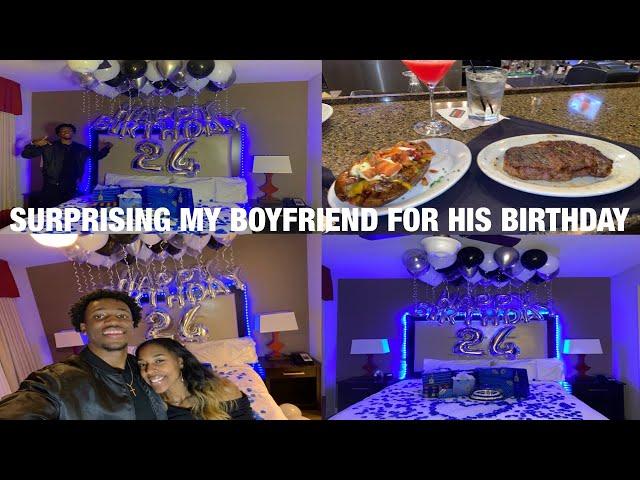 SURPRISING MY BOYFRIEND FOR HIS BIRTHDAY | Hotel Setup, Dinner, 5 Senses Gifts | Maia Lenae