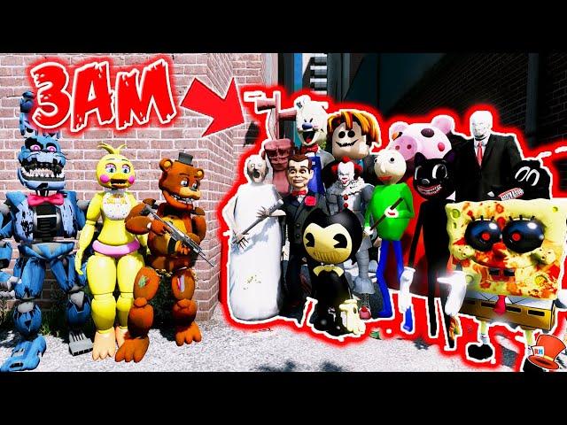 Animatronics VS HARDEST 3AM Horror Monster Army! (GTA 5 Mods FNAF RedHatter)