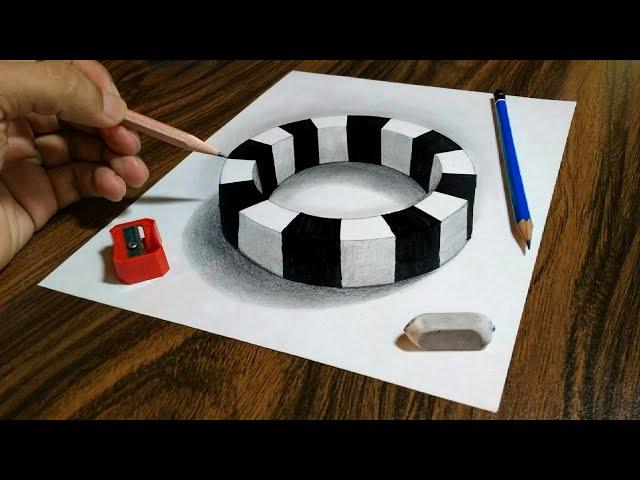 3D Trick Art on Paper  Round Ring