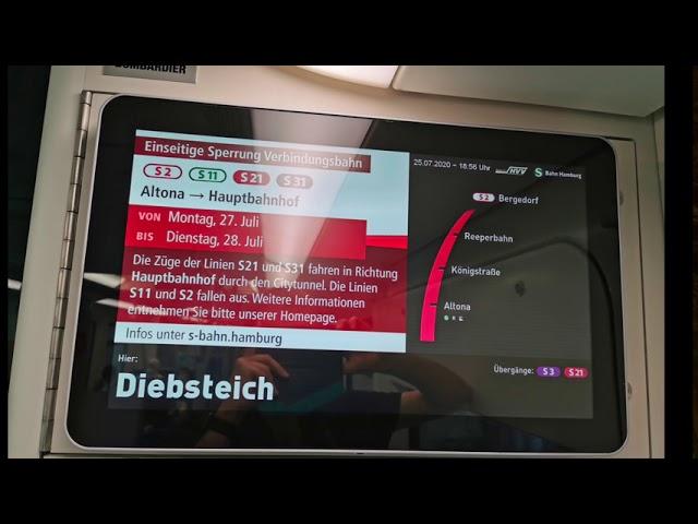 DB S-Bahn Hamburg GmbH - Linie S2 nach Bergedorf - Ansage Diebsteich