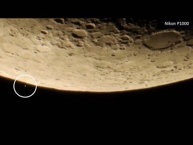 Occultation of a bright star by the Moon. Nikon P1000 - zooming in on the Moon and the Star!