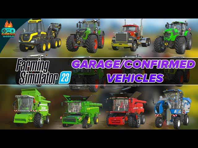 Farming Simulator 23 All Confirmed Vehicles tools - FS 23 Garage Tour