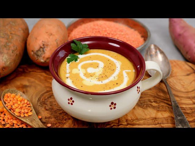 This sweet potato soup with red lentils is like medicine for my stomach