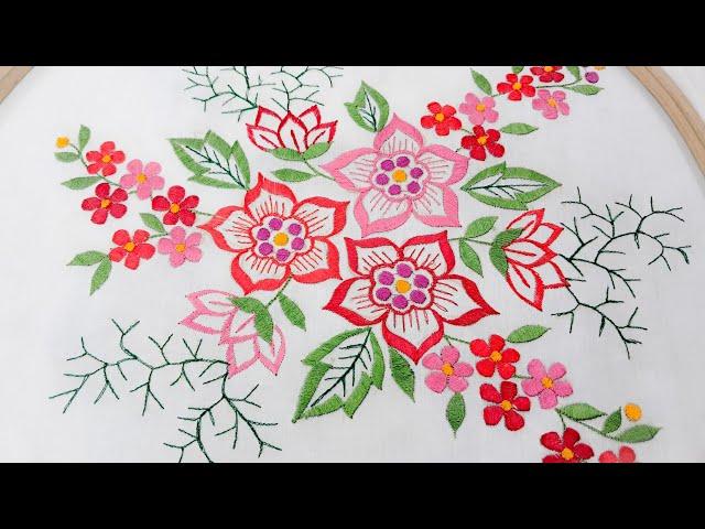 Pillow cover boota design/latest chadar ka boota design/machine embroidery design cushion cover desi