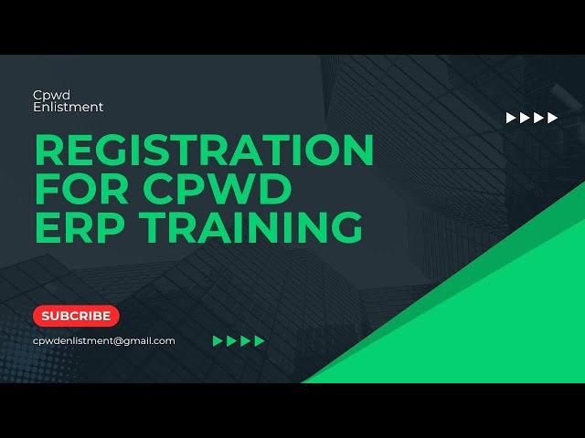 CPWD ERP Training Registration Video