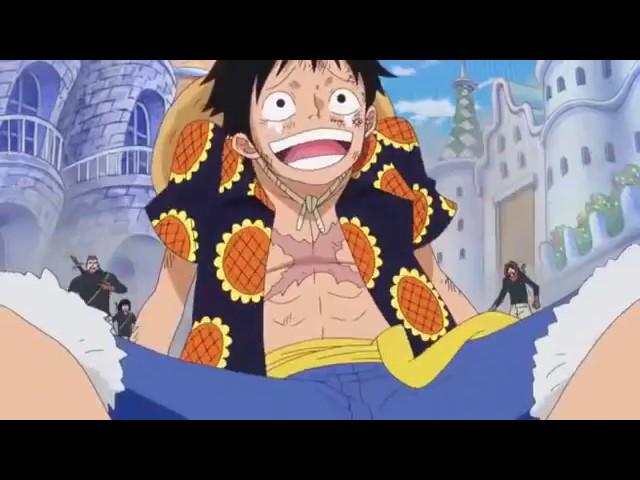 Luffy and zoro laugh at pica's high voice