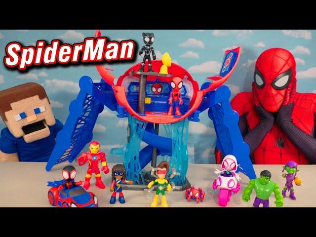 Spiderman WEB QUARTERS Playset!! No Way Home Spidey and Amazing Friends Figures Playskool Song