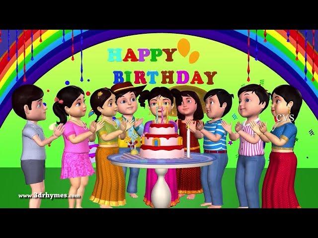 Happy Birthday Song - 3D Animation English Nursery Rhymes & Songs For Children