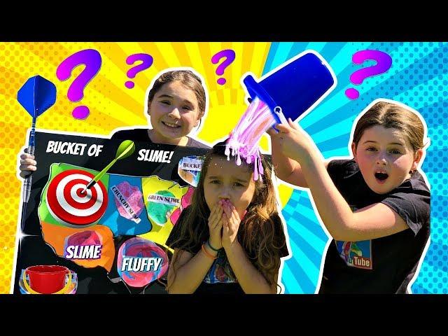 Throwing Darts at a Map Making Slime BLINDFOLDED Challenge!!! * Don't Land on Bucket of Slime!*