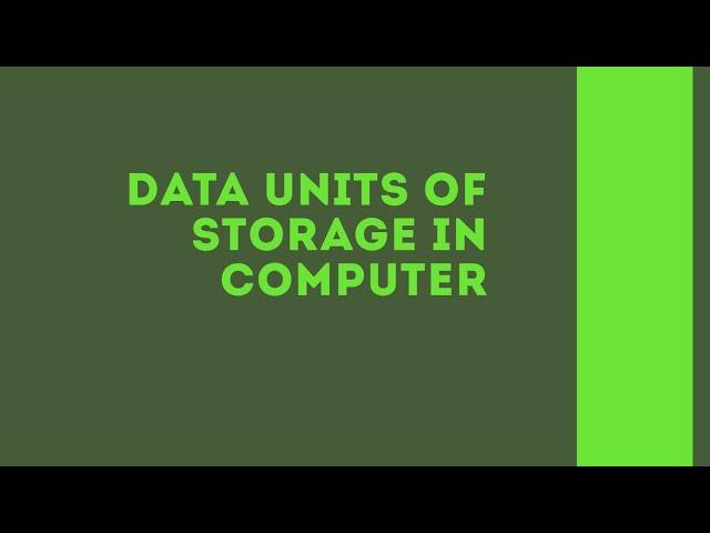 Units of Storage | Computer Data Memory Units  | NetEducator