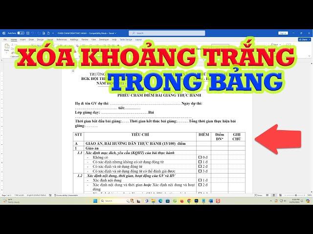 Mẹo xóa khoảng trắng trong bảng Word hiệu quả