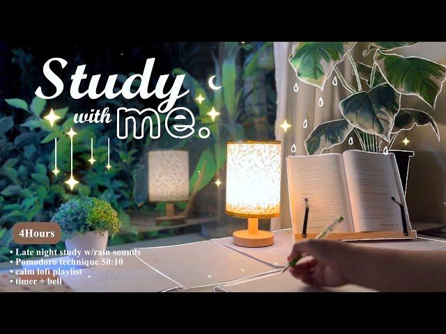 4-HOUR  Study With Me •  Rain sounds+ Lofi bgm • Pomodoro 50-10 • Day149