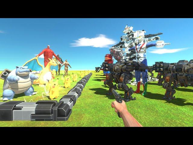 FPS Avatar Rescues Titans & Pokemons and Fights Robot Team - Animal Revolt Battle Simulator