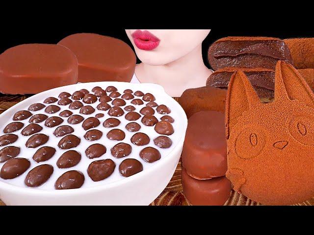 ASMR MUKBANG｜CHOCOLATE ICE CREAM, MOCHI, MOUSSE CAKE, MALTESERS 따뜻한 우유에 몰티져스, 초콜릿 아이스크림, 초코떡, 케이크 먹방