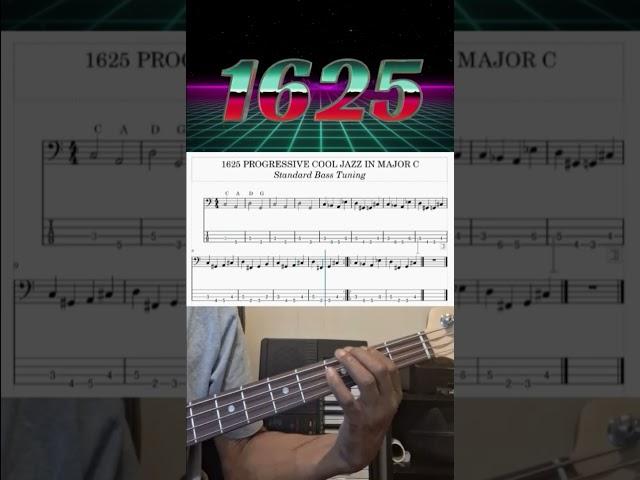 1625 Bass Jazz Progression with Tabs and Slow Mo!  #basstabs #basscover