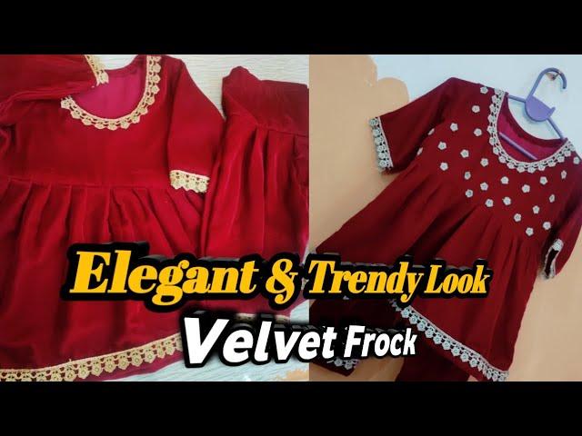 Velvet Baby Girl Frock Cutting and Stitching | Stylish Party Wear Design