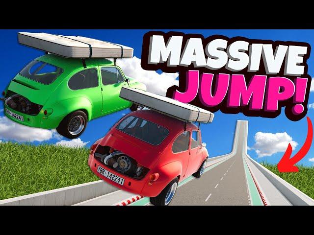 Jumping Flying Cars Off the BIGGEST RAMP in BeamNG Drive Mods Multiplayer!