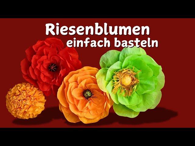 Große Blüten basteln aus Krepppapier / Papier Blumen / Paper Flower