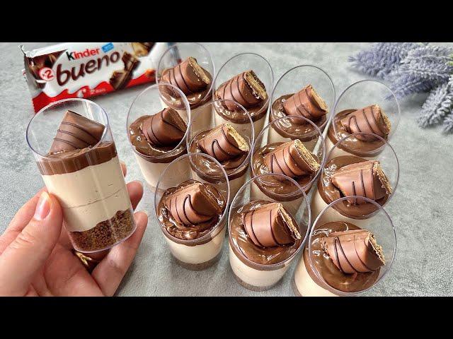 Kinder Bueno Dessert Shots. Easy and yummy no bake mini dessert cups.