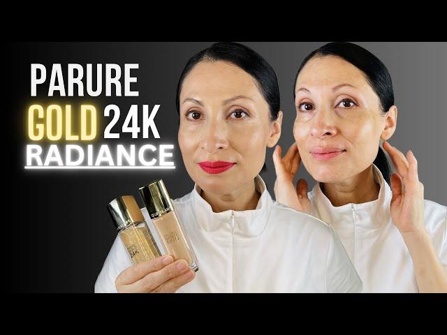 GUERLAIN PARURE GOLD 24K RADIANCE FOUNDATION & 24K Radiance PRIMER First Impressions Demo.