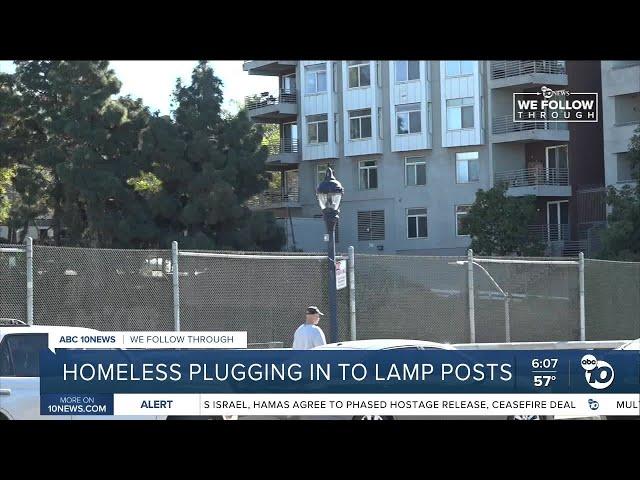 New video: residents stealing electricity from San Diego lamp posts