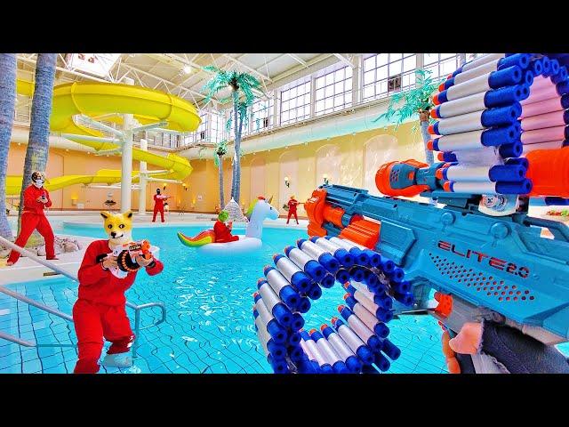 Nerf War | Water Park & SPA Battle (Nerf First Person Shooter)