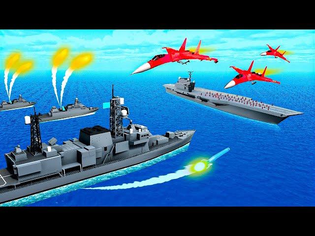 New Naval Battleships vs Impossible Boss Aircraft Carrier!