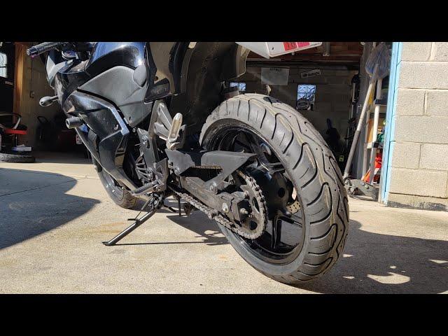 Ninja 250R Tire Upgrade Simple Tool No Damage Install (150/60/17)