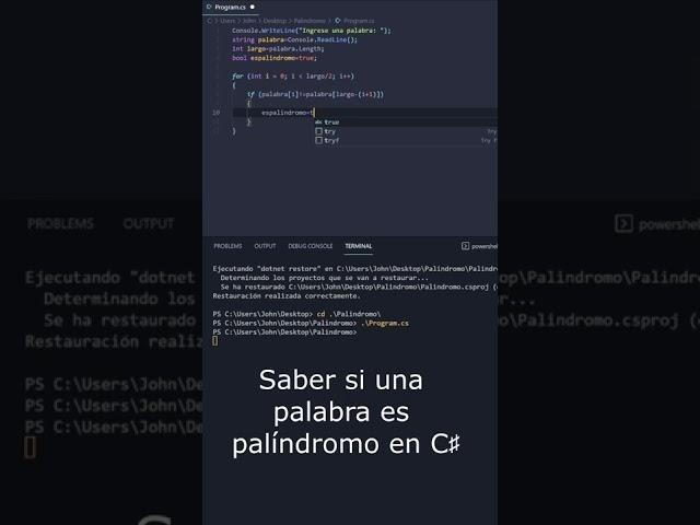 #Shorts || Saber si una palabra es palíndromo en C con Loop @InfoToolsSV  [2022]