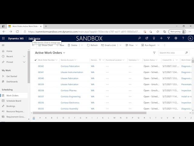 Dynamics 365 Field Service Work Order demonstration