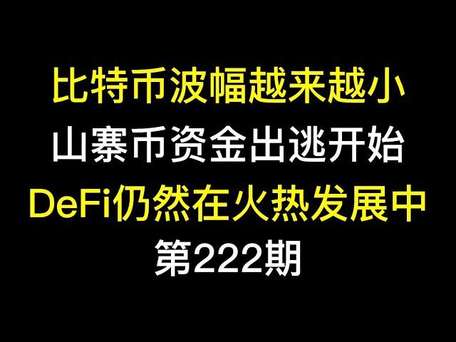 比特币波幅越来越小，山寨币资金出逃开始，DeFi仍然在火热发展中