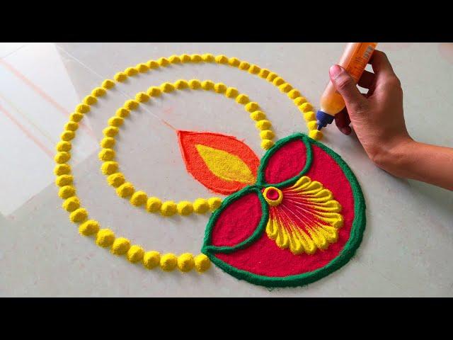 Diwali Diya Rangoli Design With Tricks 2024 इस तरह बनाये | Beautiful Diya Rangoli | Latest Rangoli