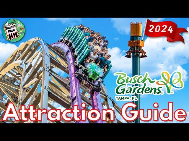 Busch Gardens Tampa ATTRACTION GUIDE - 2024 - All Rides & Shows Tampa Bay, Florida