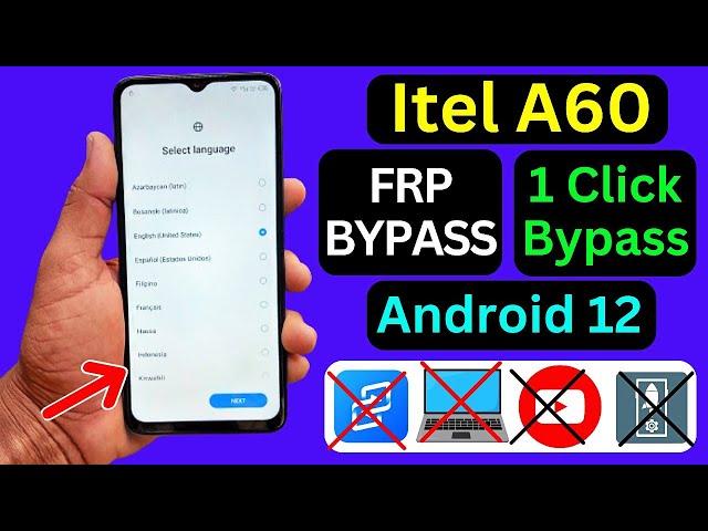 Itel A60 FRP Bypass Android 12 New Solution 2024 | Itel (A662L) Google Account Bypass Without PC