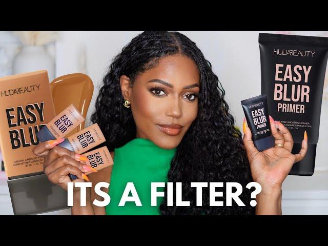 NEW* HUDA BEAUTY EASY BLUR FOUNDATION + PRIMER REVIEW | BLACK SKIN