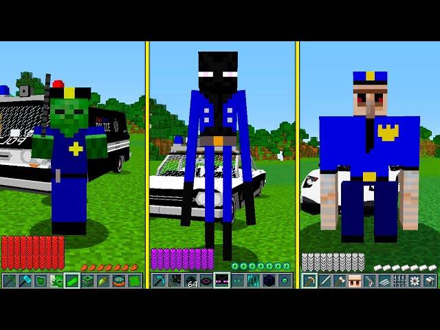 Minecraft HOW to play ZOMBIE ENDERMAN GOLEM POLICE in Minecraft NOOB VS PRO ANIMATION POLICEMAN