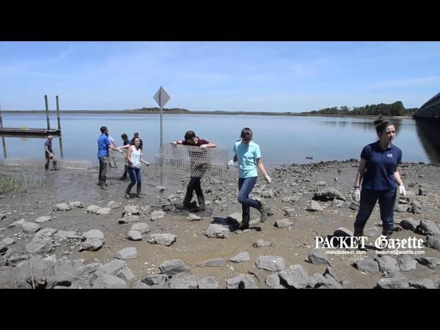 Students help SC Department of Natural Resources install a pilot oyster reef project