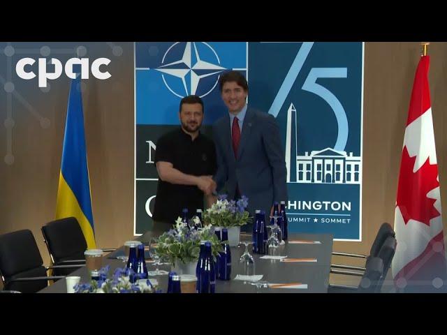 PM Justin Trudeau meets with Ukrainian President Volodymyr Zelenskyy at NATO Summit – July 10, 2024