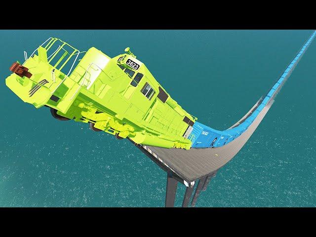 Epic Long Train Jump Fails | BeamNG Drive