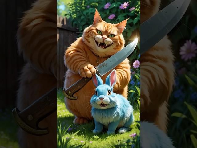 Crazy Cat Cooks a Bunny  – Funny Animated Story! #cutecat #ai #shorts