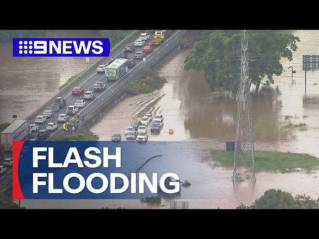 Flash flooding sweeps northern Brisbane | 9 News Australia