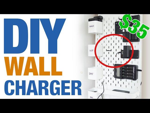 $35 DIY AWESOME wall charging station (NO TOOL NEEDED)