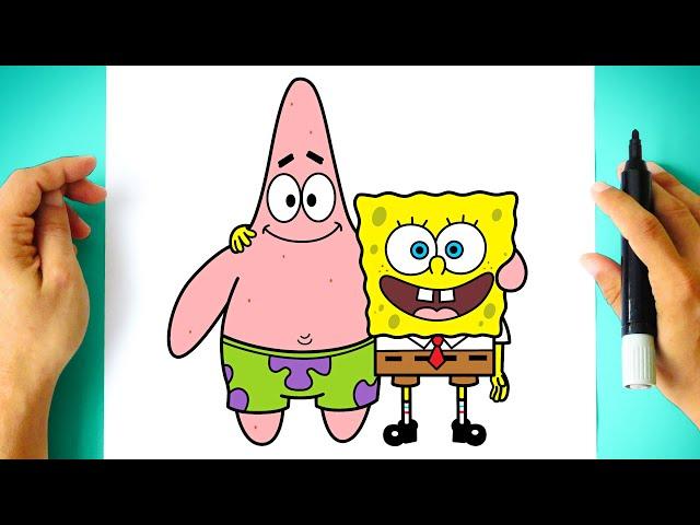 Como DESENHAR BOB ESPONJA e PATRICK ESTRELA - Cómo DIBUJAR a BOB ESPONJA y PATRICIO ESTRELLA