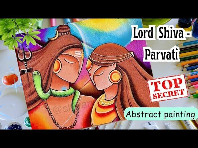 Abstract painting of shiva and parvati 